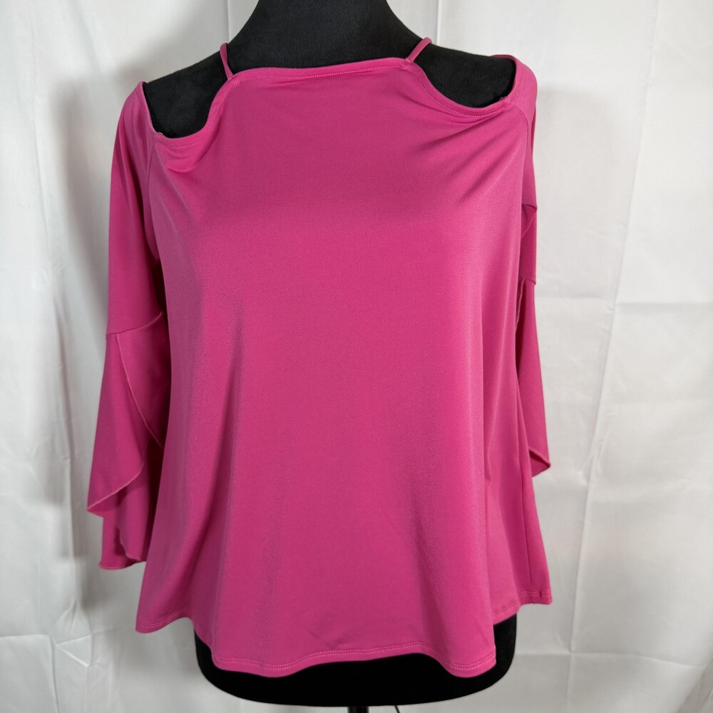 Laundry By Shelli Segal Blouse Womens Small Pink Cold Shoulder Jersey Top